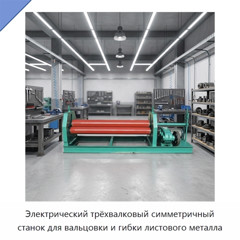 Электрический трёхвалковый симметричный станок для вальцовки и гибки листового металла