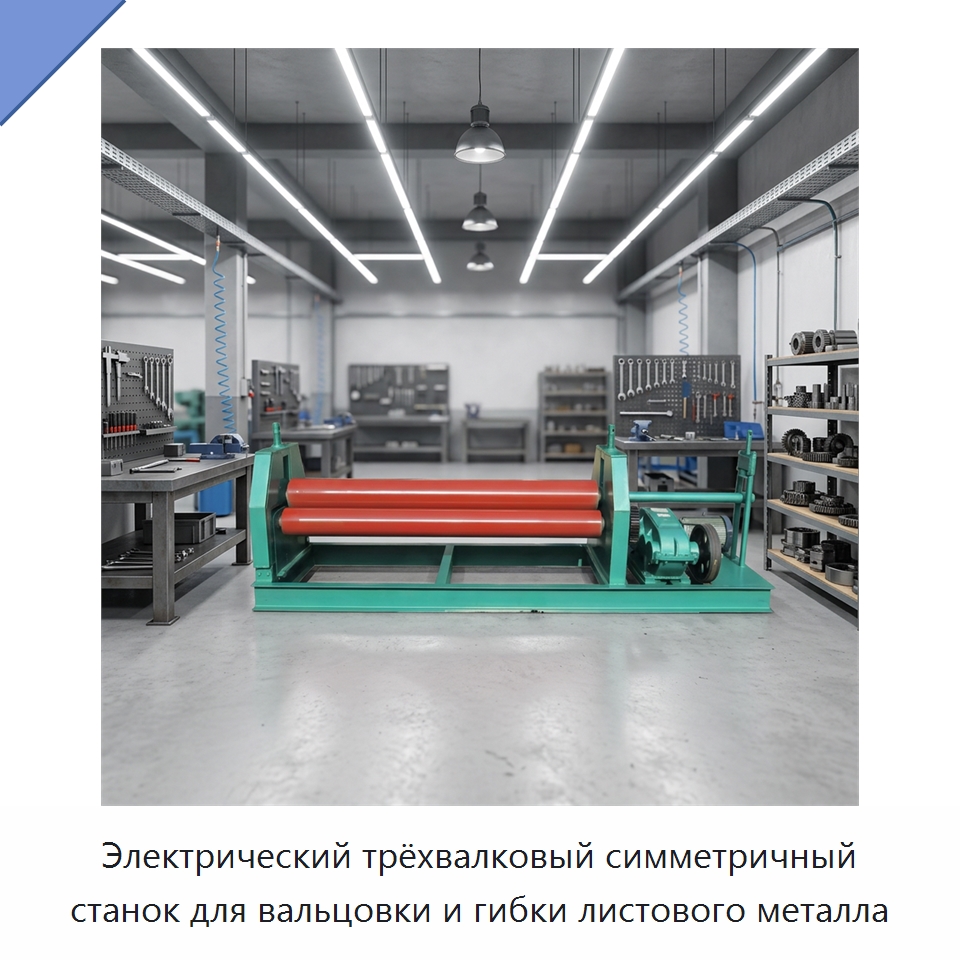 Электрический трёхвалковый симметричный станок для вальцовки и гибки листового металла — Оборудование для металлообработки и металлургии