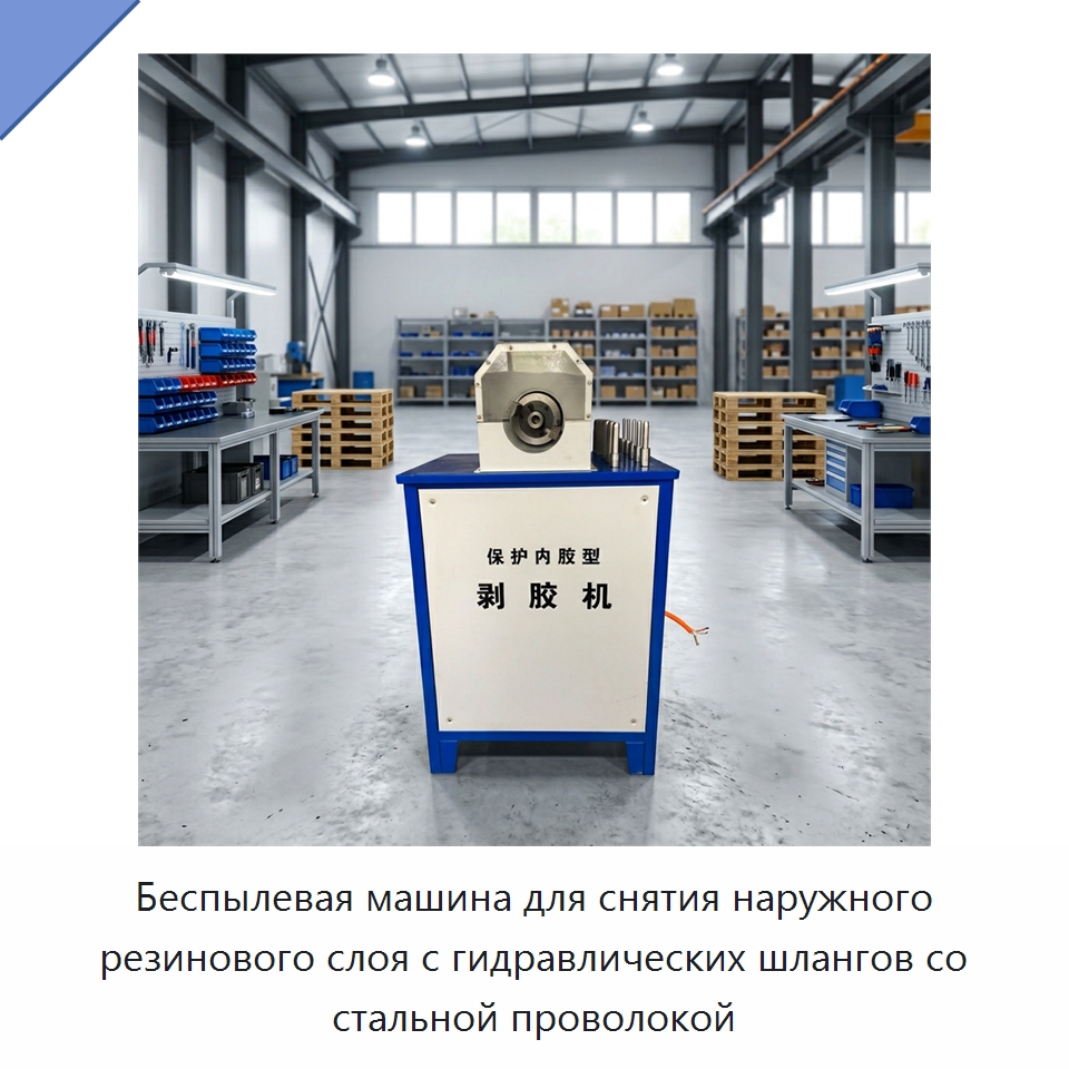 Беспылевая машина для снятия наружного резинового слоя с гидравлических шлангов со стальной проволокой — Промышленное оборудование