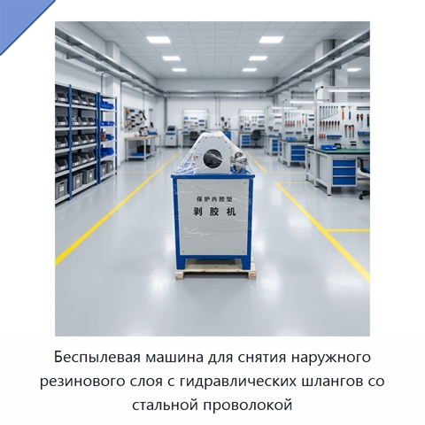 Беспылевая машина для снятия наружного резинового слоя с гидравлических шлангов со стальной проволокой