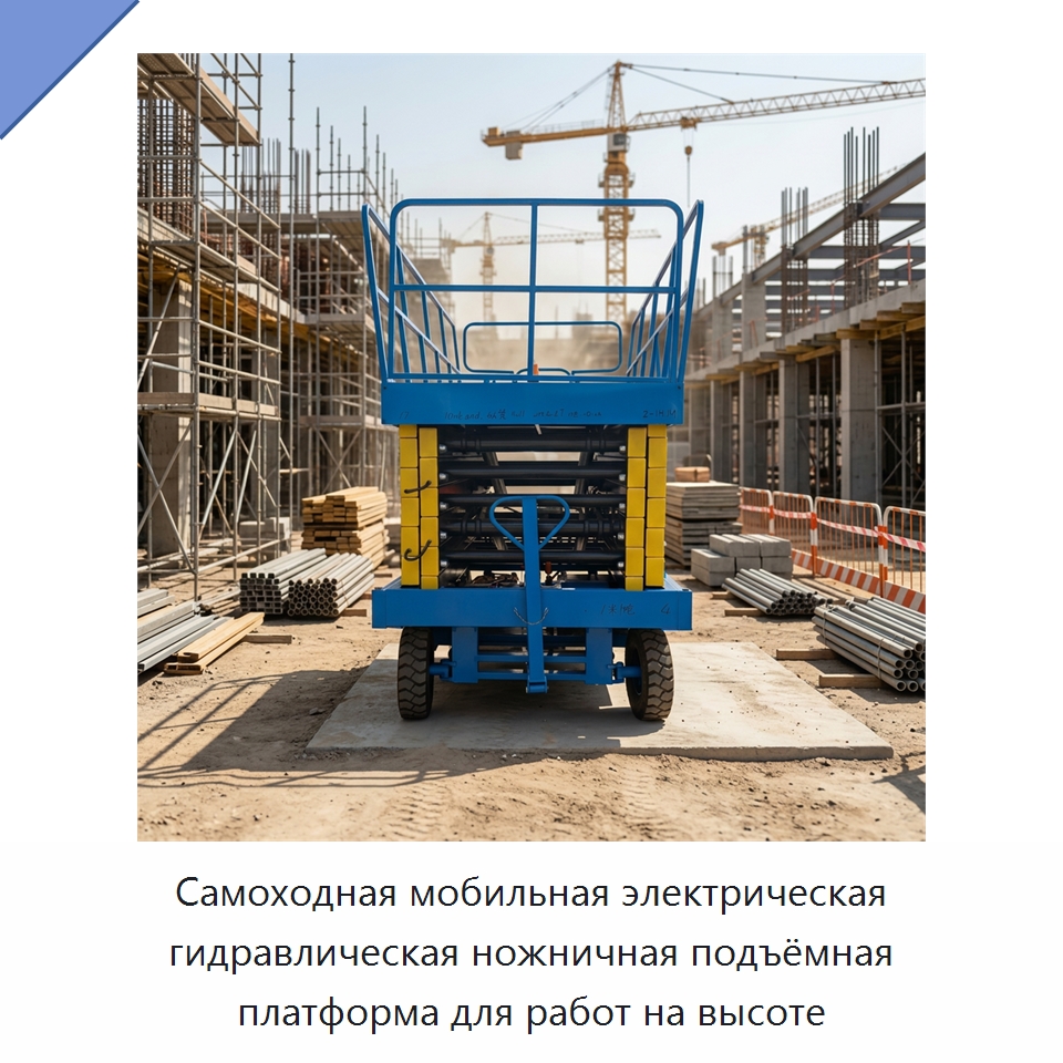 Самоходная мобильная электрическая гидравлическая ножничная подъёмная платформа для работ на высоте — Строительные подъёмники