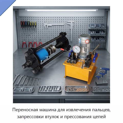 Переносная машина для извлечения пальцев, запрессовки втулок и прессования цепей