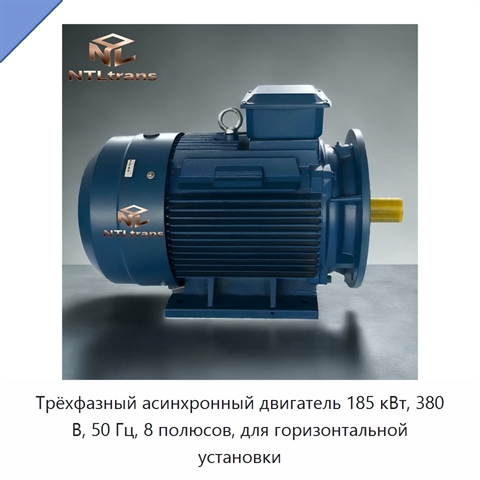 Трёхфазный асинхронный двигатель 185 кВт, 380 В, 50 Гц, 8 полюсов, для горизонтальной установки