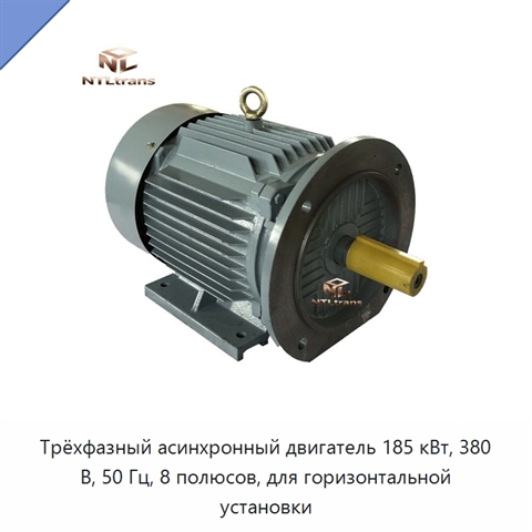 Трёхфазный асинхронный двигатель 185 кВт, 380 В, 50 Гц, 8 полюсов, для горизонтальной установки