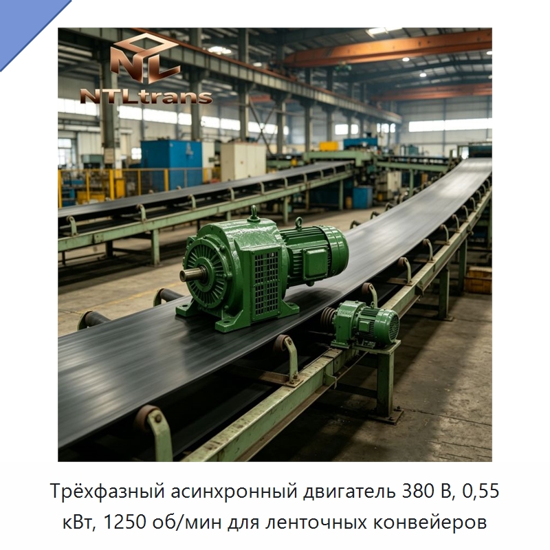 Трёхфазный асинхронный двигатель 380 В, 0,55 кВт, 1250 об/мин для ленточных конвейеров — Электродвигатели переменного тока