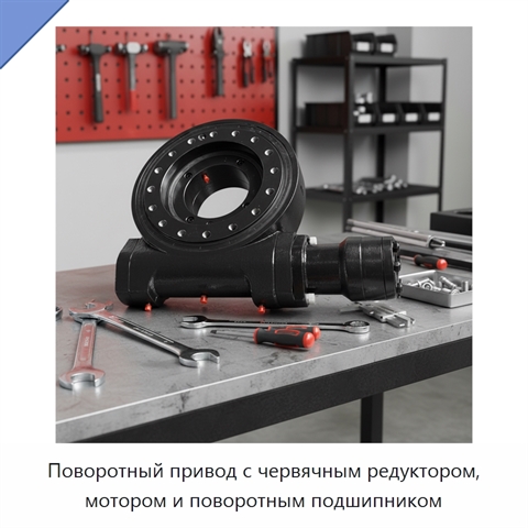 Поворотный привод с червячным редуктором, мотором и поворотным подшипником