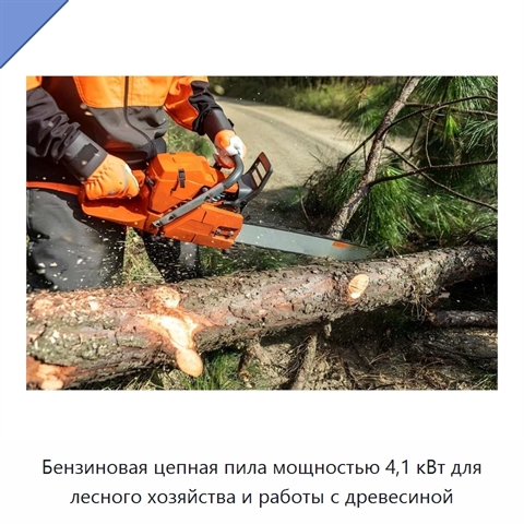 Бензиновая цепная пила мощностью 4,1 кВт для лесного хозяйства и работы с древесиной