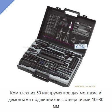 Комплект из 50 инструментов для монтажа и демонтажа подшипников с отверстиями 10–30 мм