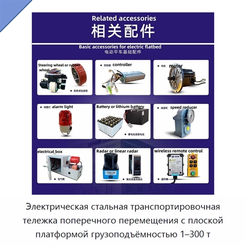 Электрическая стальная транспортировочная тележка поперечного перемещения с плоской платформой грузоподъёмностью 1–300 т