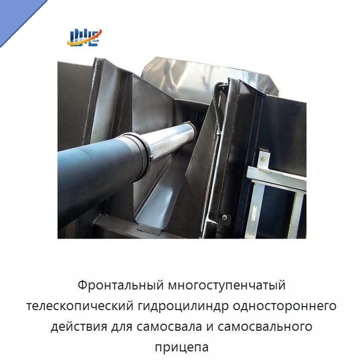 Фронтальный многоступенчатый телескопический гидроцилиндр одностороннего действия для самосвала и самосвального прицепа — Цилиндры