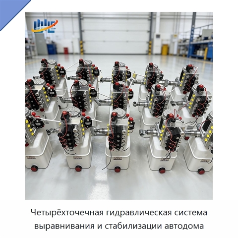 Четырёхточечная гидравлическая система выравнивания и стабилизации автодома