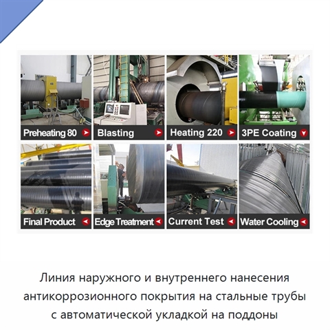 Линия наружного и внутреннего нанесения антикоррозионного покрытия на стальные трубы с автоматической укладкой на поддоны