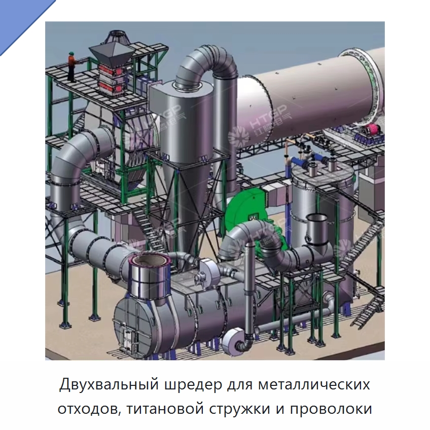 Двухвальный шредер для металлических отходов, титановой стружки и проволоки — Промышленные печи