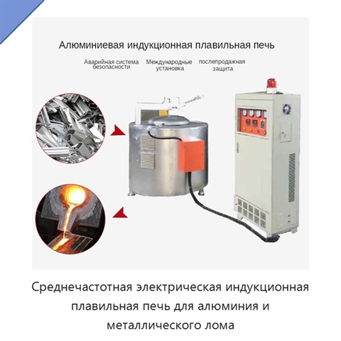 Среднечастотная электрическая индукционная плавильная печь для алюминия и металлического лома