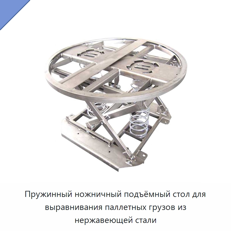Пружинный ножничный подъёмный стол для выравнивания паллетных грузов из нержавеющей стали — Подъемные столы