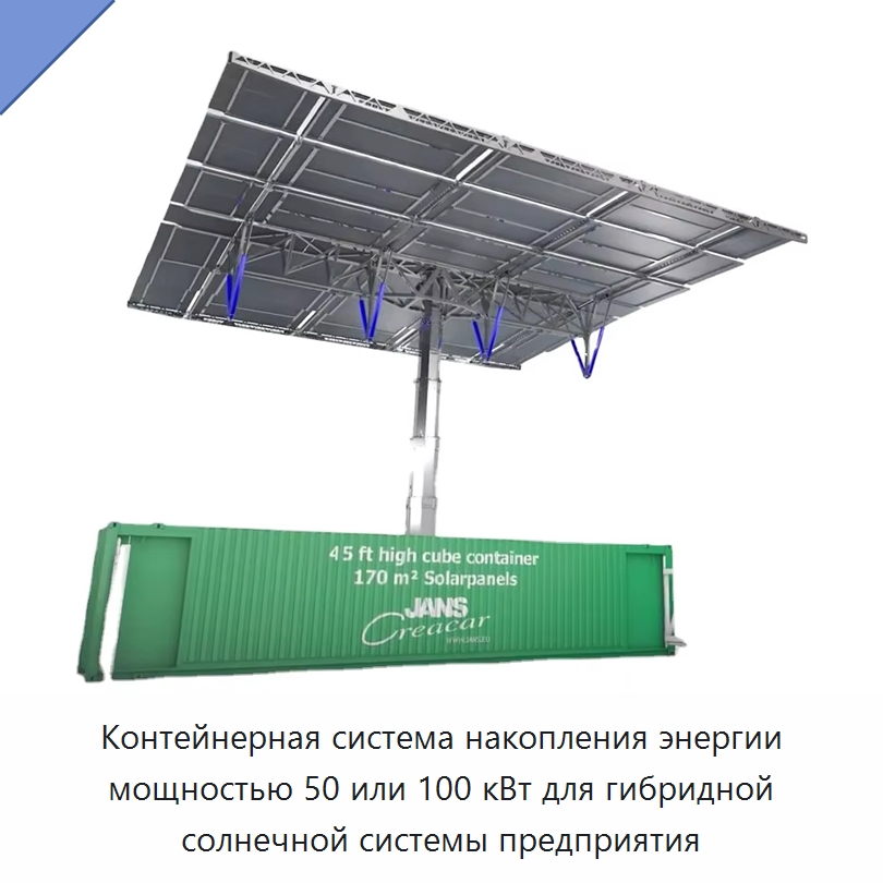 Контейнерная система накопления энергии мощностью 50 или 100 кВт для гибридной солнечной системы предприятия — Цилиндры
