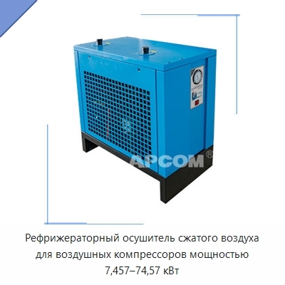 Рефрижераторный осушитель сжатого воздуха для воздушных компрессоров мощностью 7,457–74,57 кВт