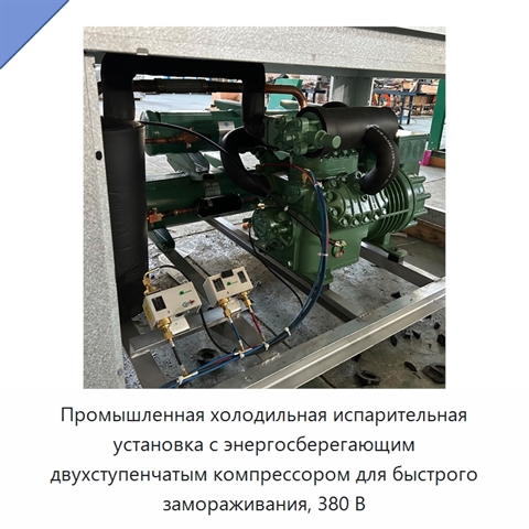 Промышленная холодильная испарительная установка с энергосберегающим двухступенчатым компрессором для быстрого замораживания, 380 В