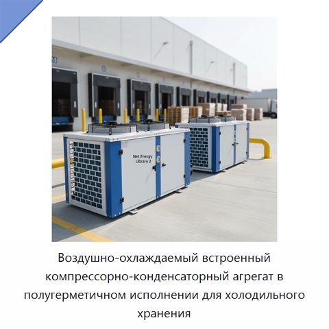 Воздушно-охлаждаемый встроенный компрессорно-конденсаторный агрегат в полугерметичном исполнении для холодильного хранения