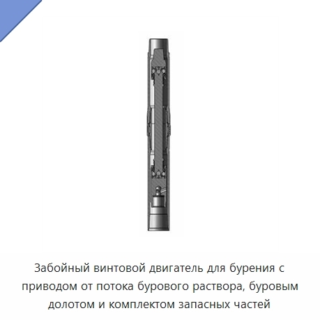Забойный винтовой двигатель для бурения с приводом от потока бурового раствора, буровым долотом и комплектом запасных частей