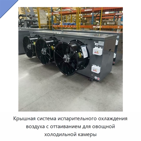 Крышная система испарительного охлаждения воздуха с оттаиванием для овощной холодильной камеры