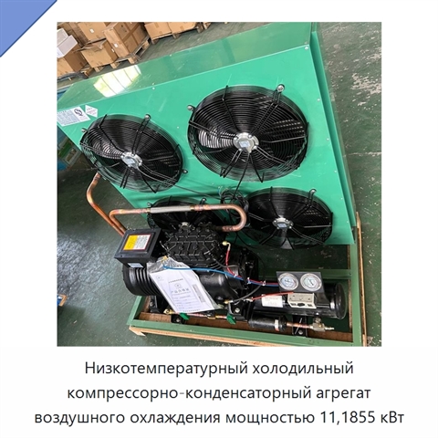 Низкотемпературный холодильный компрессорно-конденсаторный агрегат воздушного охлаждения мощностью 11,1855 кВт