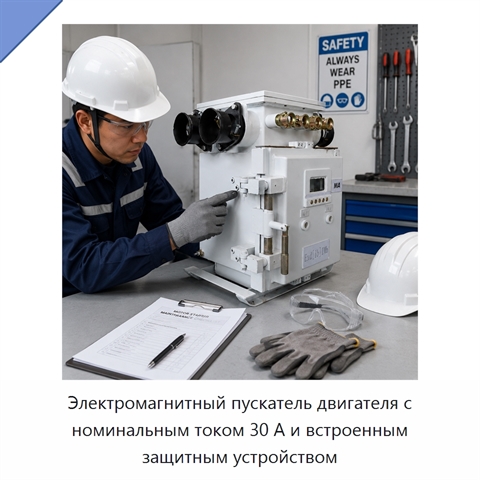 Электромагнитный пускатель двигателя с номинальным током 30 А и встроенным защитным устройством