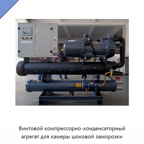 Винтовой компрессорно-конденсаторный агрегат для камеры шоковой заморозки