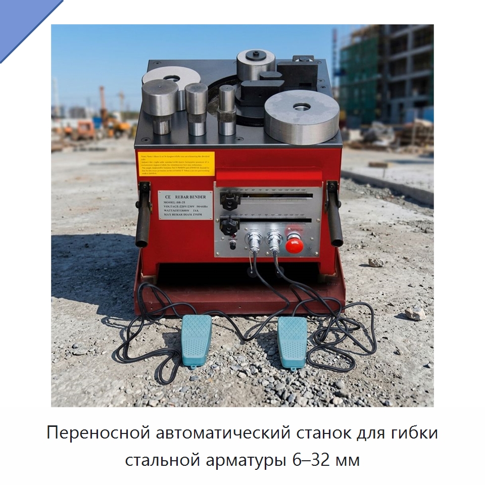 Переносной автоматический станок для гибки стальной арматуры 6–32 мм — Гибочные станки