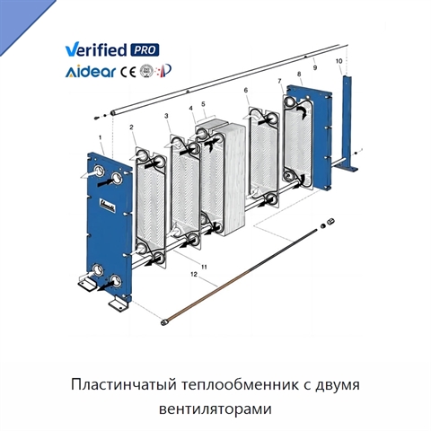 Пластинчатый теплообменник с двумя вентиляторами
