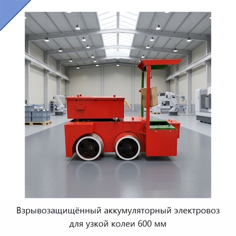 Взрывозащищённый аккумуляторный электровоз для узкой колеи 600 мм