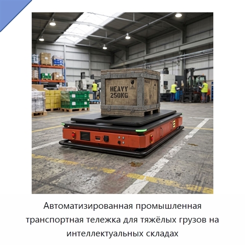 Автоматизированная промышленная транспортная тележка для тяжёлых грузов на интеллектуальных складах