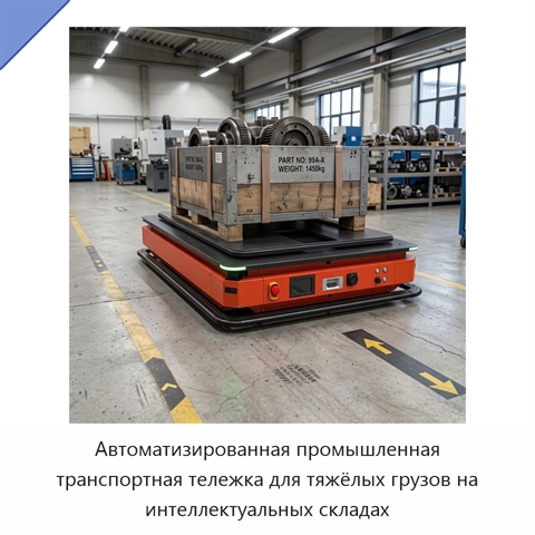 Автоматизированная промышленная транспортная тележка для тяжёлых грузов на интеллектуальных складах