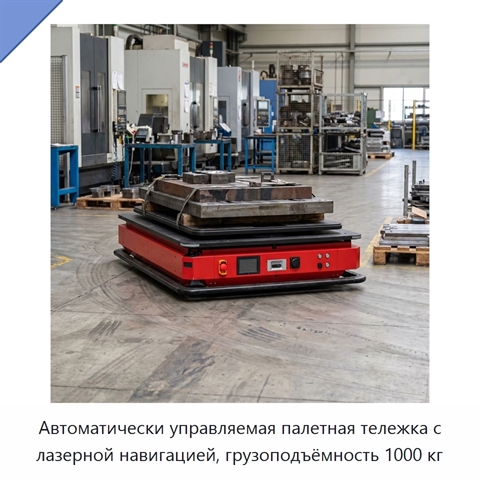 Автоматически управляемая палетная тележка с лазерной навигацией, грузоподъёмность 1000 кг