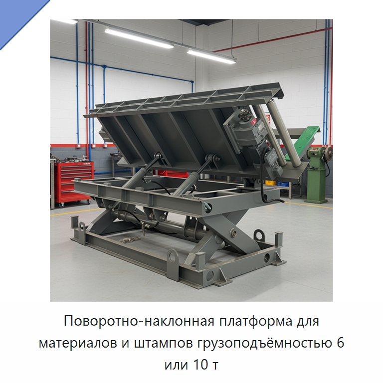Поворотно-наклонная платформа для материалов и штампов грузоподъёмностью 6 или 10 т — Электротали