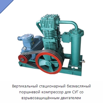 Вертикальный стационарный безмасляный поршневой компрессор для СУГ со взрывозащищённым двигателем — Промышленные компрессоры