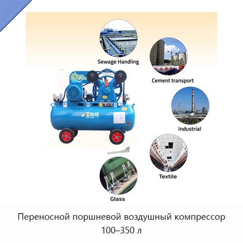 Переносной поршневой воздушный компрессор 100–350 л