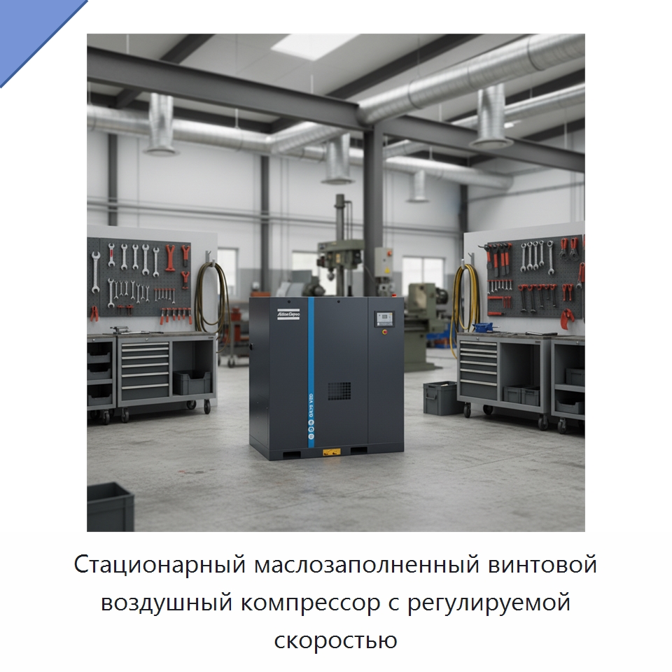 Стационарный маслозаполненный винтовой воздушный компрессор с регулируемой скоростью — Промышленные компрессоры