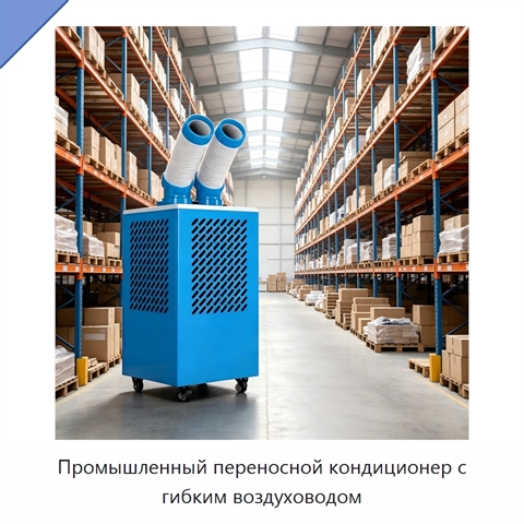 Промышленный переносной кондиционер с гибким воздуховодом