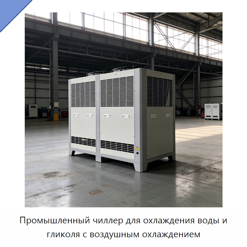 Промышленный чиллер для охлаждения воды и гликоля с воздушным охлаждением — Охладительное оборудование