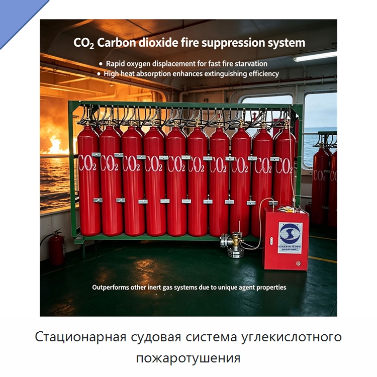 Стационарная судовая система углекислотного пожаротушения — Противопожарное оборудование и принадлежности