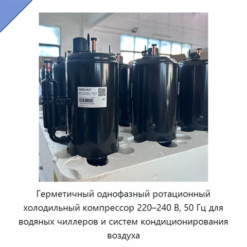 Герметичный однофазный ротационный холодильный компрессор 220–240 В, 50 Гц для водяных чиллеров и систем кондиционирования воздуха