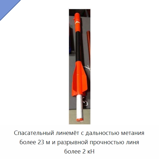 Спасательный линемёт с дальностью метания более 23 м и разрывной прочностью линя более 2 кН