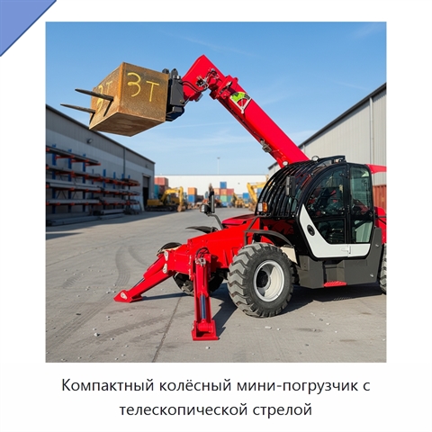 Компактный колёсный мини-погрузчик с телескопической стрелой