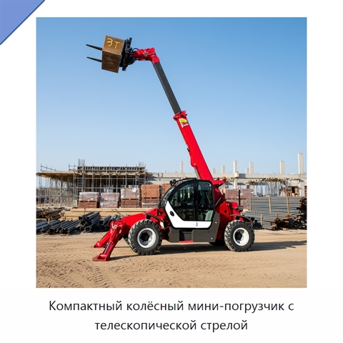 Компактный колёсный мини-погрузчик с телескопической стрелой
