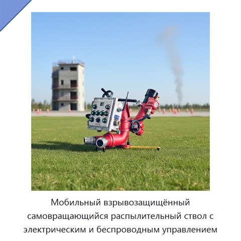 Мобильный взрывозащищённый самовращающийся распылительный ствол с электрическим и беспроводным управлением