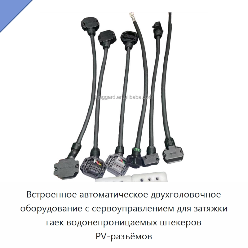 Встроенное автоматическое двухголовочное оборудование с сервоуправлением для затяжки гаек водонепроницаемых штекеров PV-разъёмов
