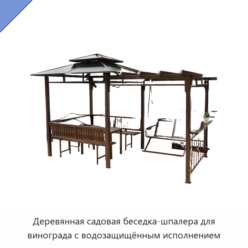 Деревянная садовая беседка-шпалера для винограда с водозащищённым исполнением