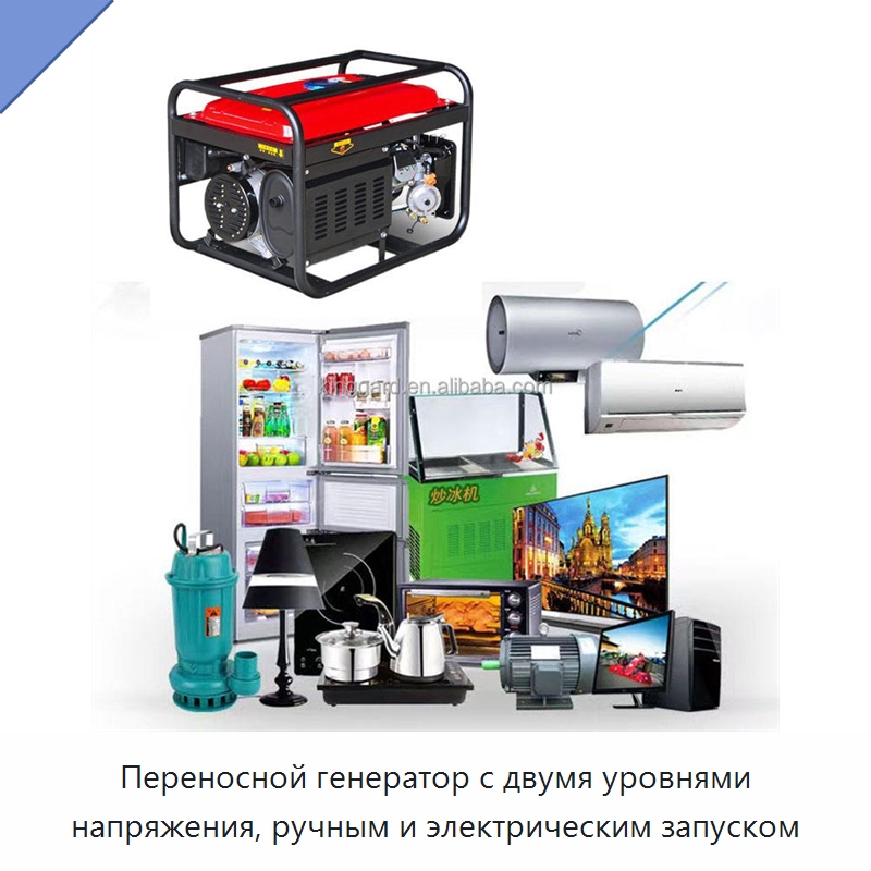 Переносной генератор с двумя уровнями напряжения, ручным и электрическим запуском