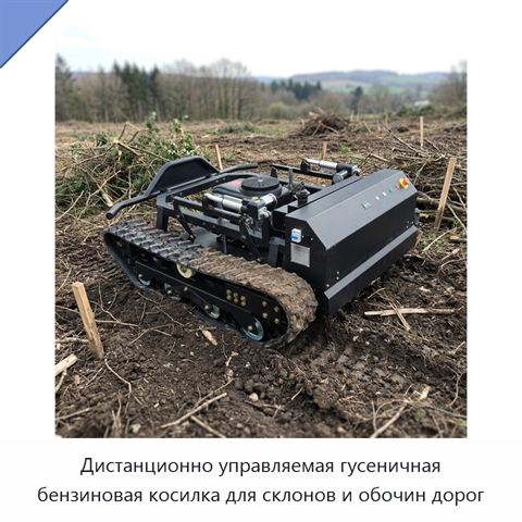 Дистанционно управляемая гусеничная бензиновая косилка для склонов и обочин дорог